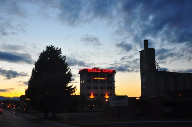The Mill Inn, with attached grain elevator. Love you, Sheridan!